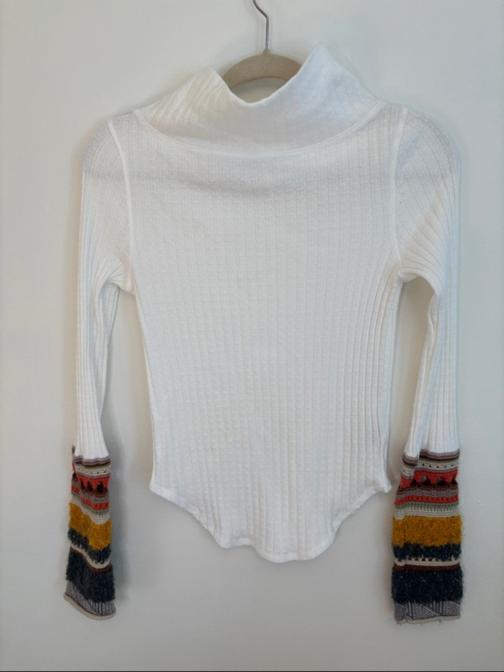 Free People Mixed-Up Cuff Thermal Top Ivory Combo Size S